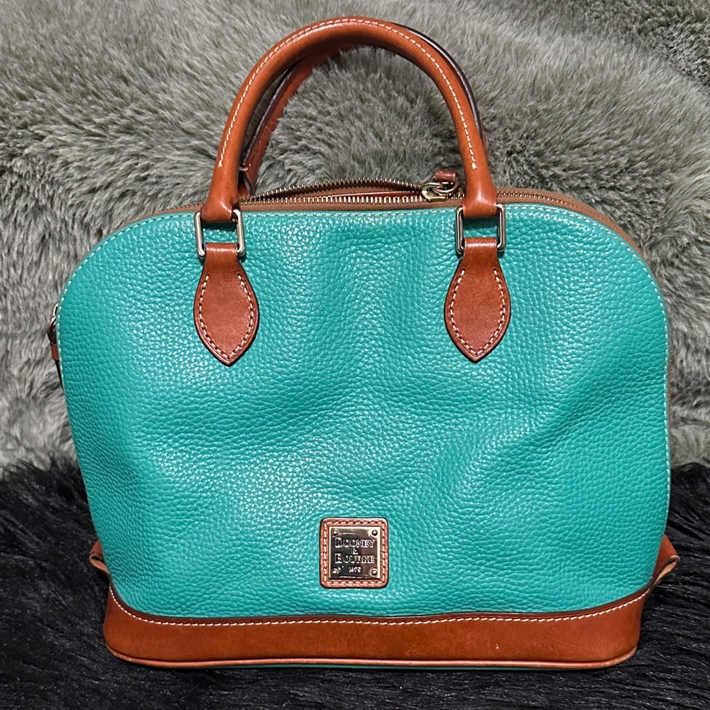Dooney & Bourke Turquoise and Brown Satchel Shoulder Purse